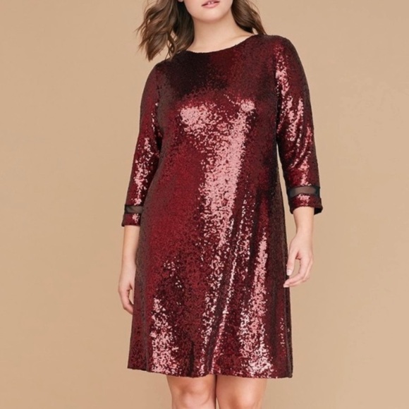 Lane Bryant sequin red shift dress size 24 NWT - Picture 1 of 7